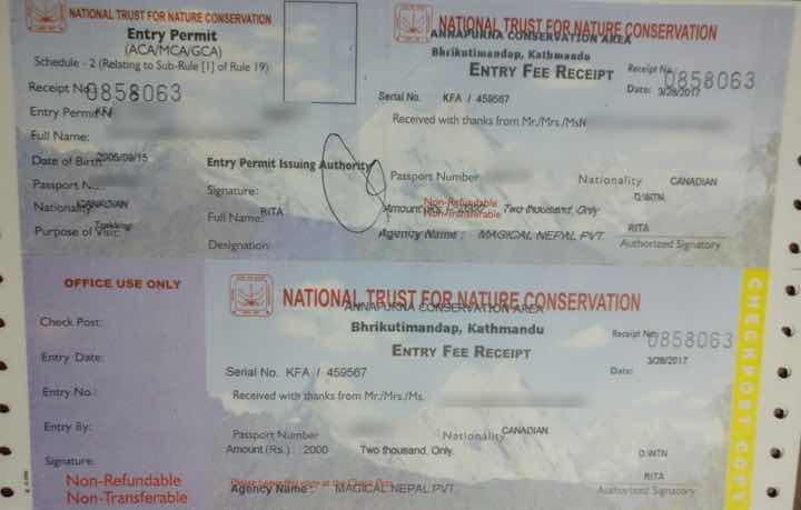 Permits Required for the Ghorepani Poon Hill Trek ACAP permit