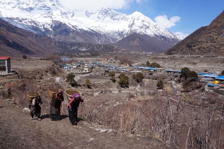 Manaslu Vs Annapurna Circuit Arriving in Samagoan. Beautiful place for an acclimatization day
