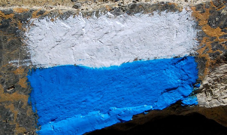 Annapurna Circuit Trek After Road Construction Blue White Secondary Trail Markers Annapurna circuit