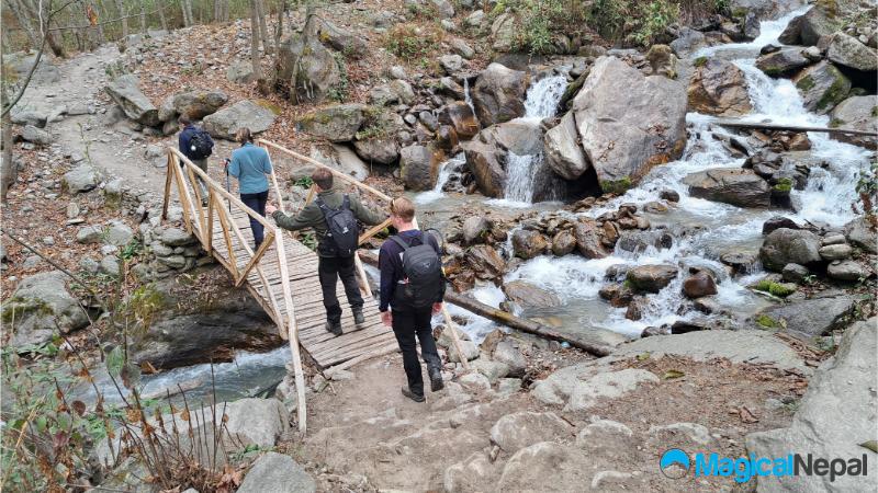 Langtang Valley Trek Crossing wooden bridge lantang trek