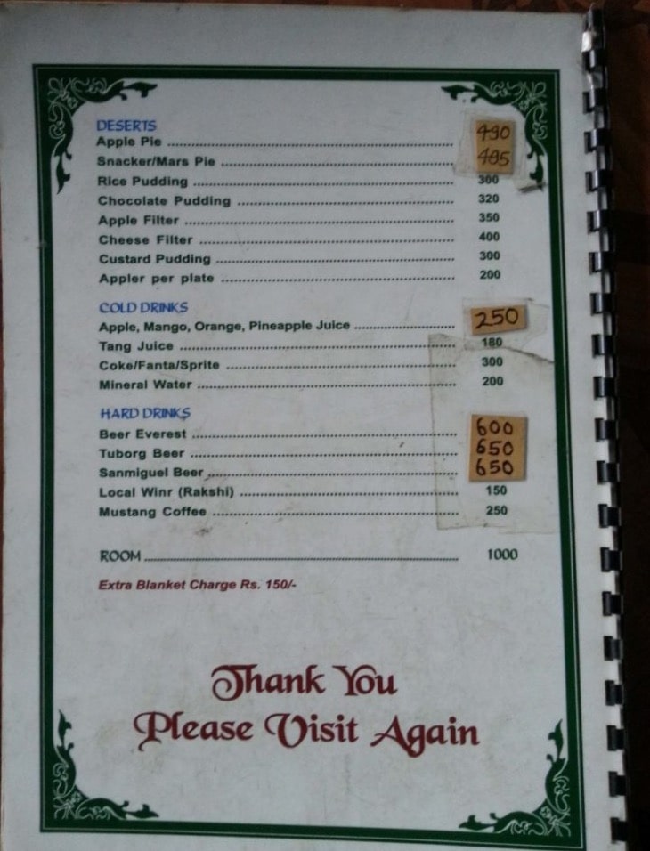 What Kind of Food Is Available During the Langtang Trek? Dessert food menu langtang