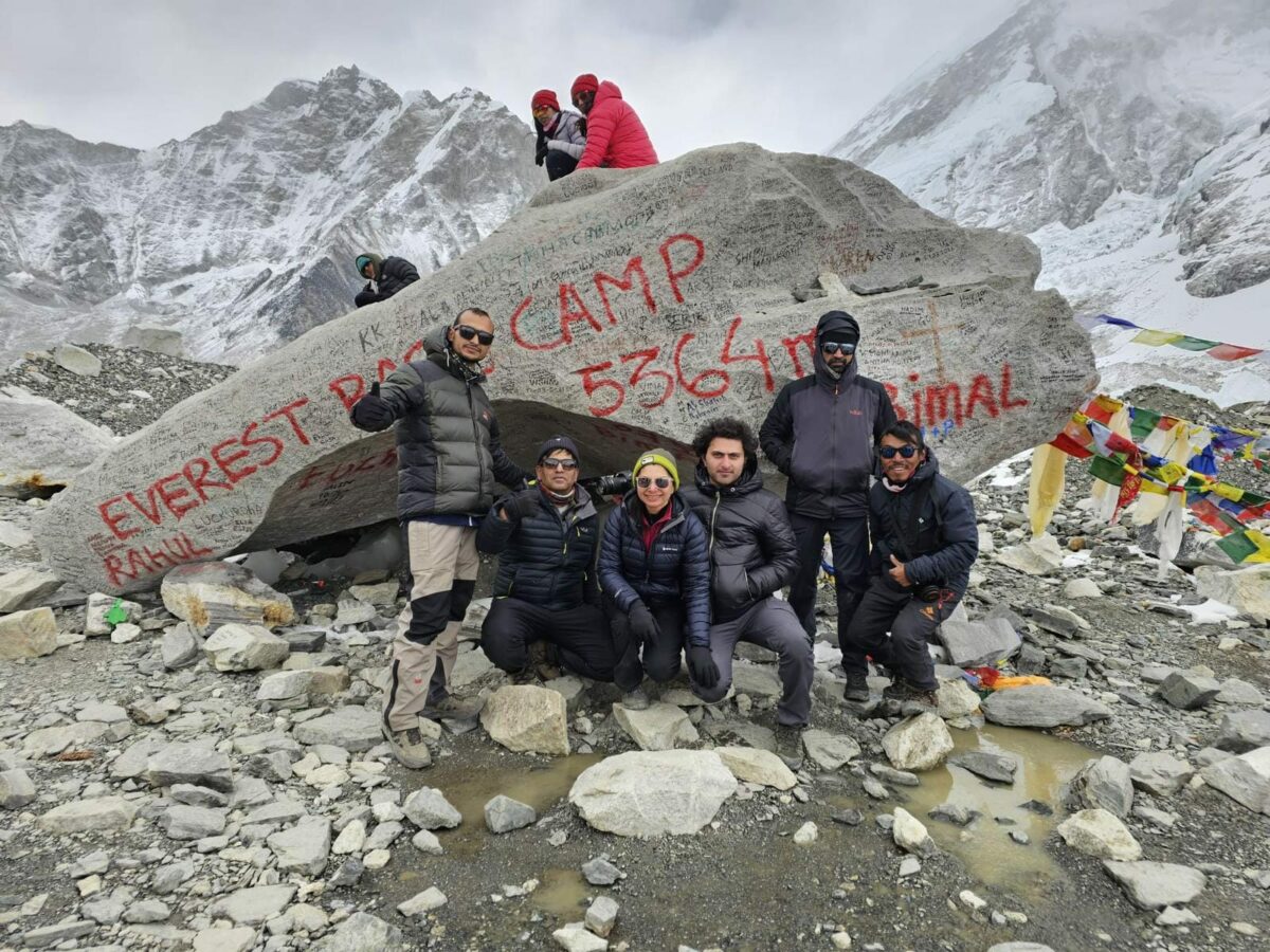 When is the Best Time to Trek Everest Base Camp Trek Posting next to the iconic Everest Base Camp Photo place