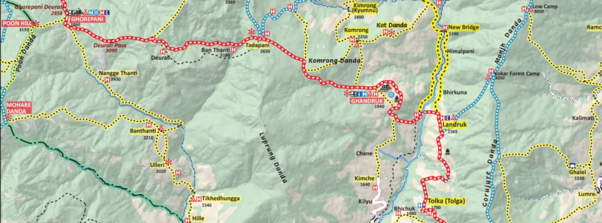 Ghorepani Poon Hill Trek map