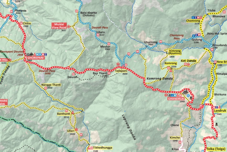 Ghorepani Poonhill Trek ghorepani poon hill trek map