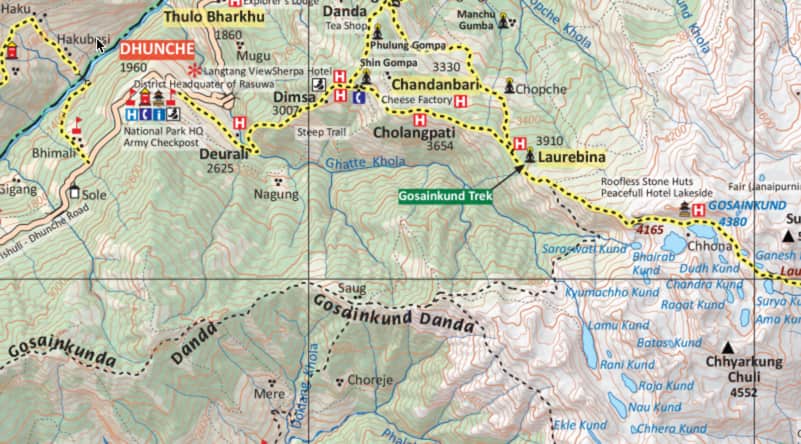 Gosaikunda Lake Trek Gosaikunda trek map