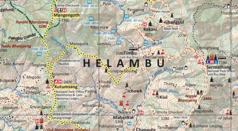 Helambu Trek Helambu trek map