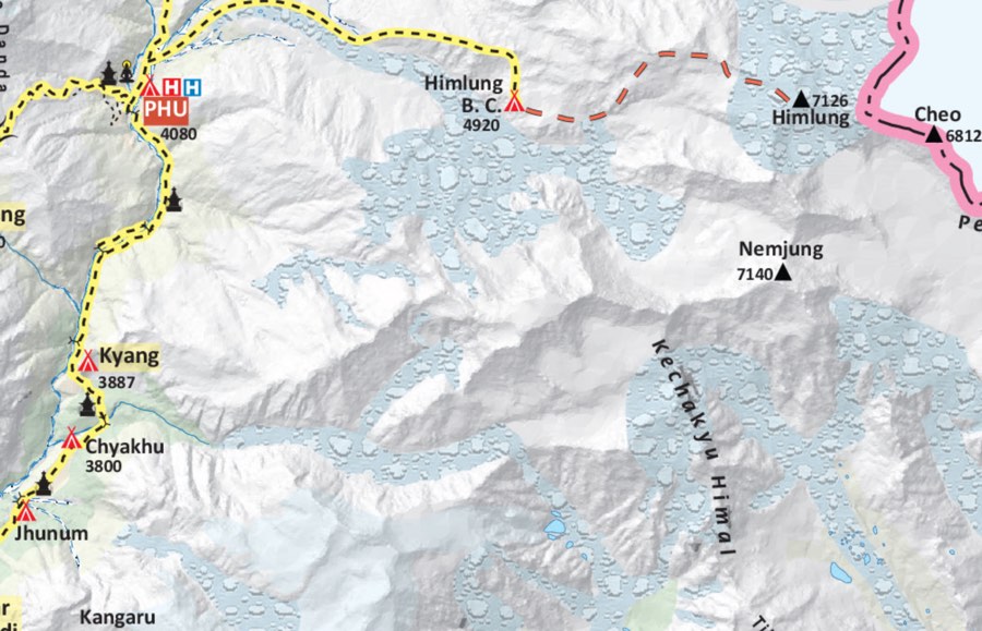 Himlung Himal Expedition himlung expedition map