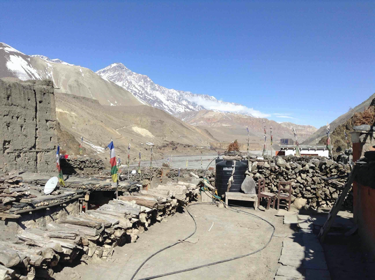 If You Cannot Make To Tibet Go To Mustang Kagbeni Piles of wood to keep themselves warm during winter | They will light a firewood heater for you in the dinning room.
