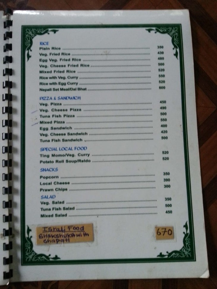 What Kind of Food Is Available During the Langtang Trek? Lunch menu Langtang