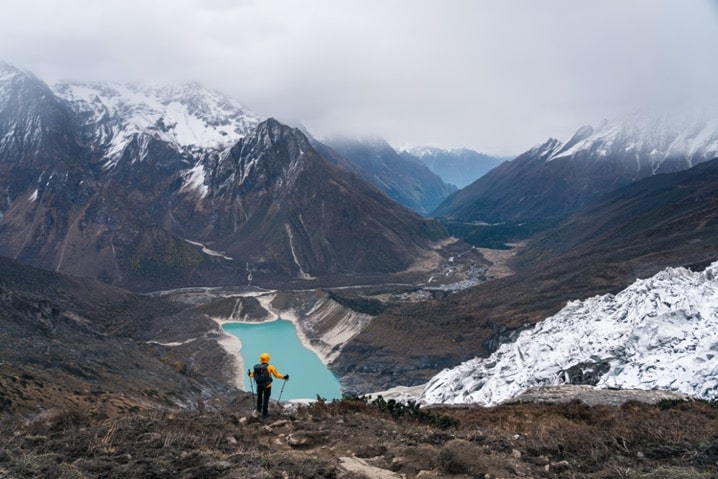 On the way to Manaslu base camp. Watching the view of birendra Lake