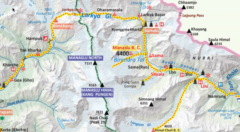 Manaslu Circuit Trek manaslu trek map