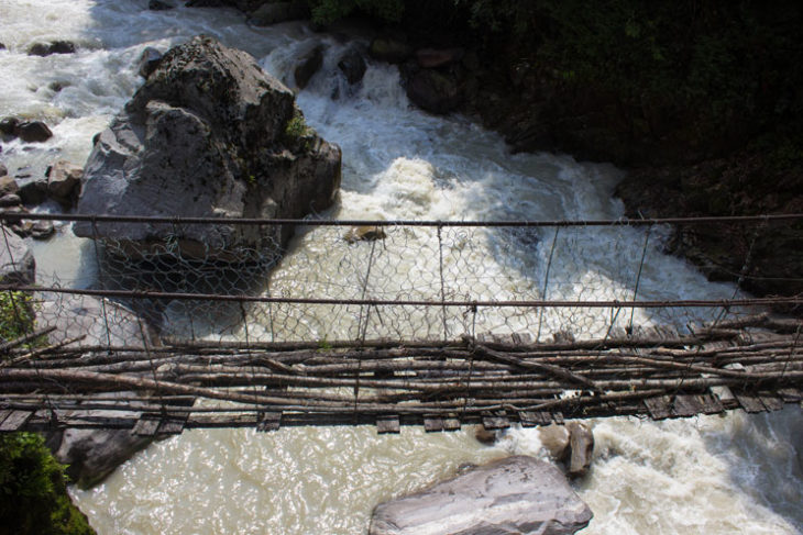 Kanchenjunga Circuit North To South Trek Report May 2016 suspension-bridge-over-ghunsa-river-kanchenjunga