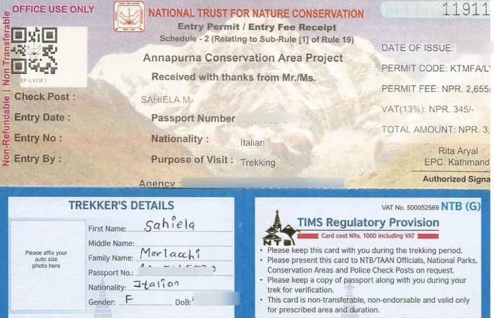 Permits Required for the Ghorepani Poon Hill Trek TIMS card permit for Annapurna Circuit Trek