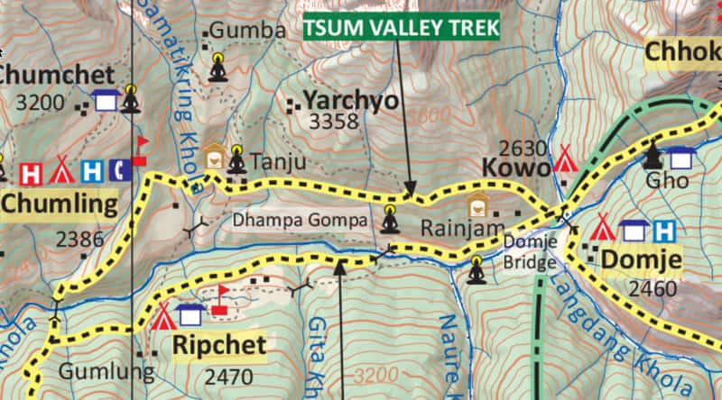 Tsum Valley Trek Tum valley trek map