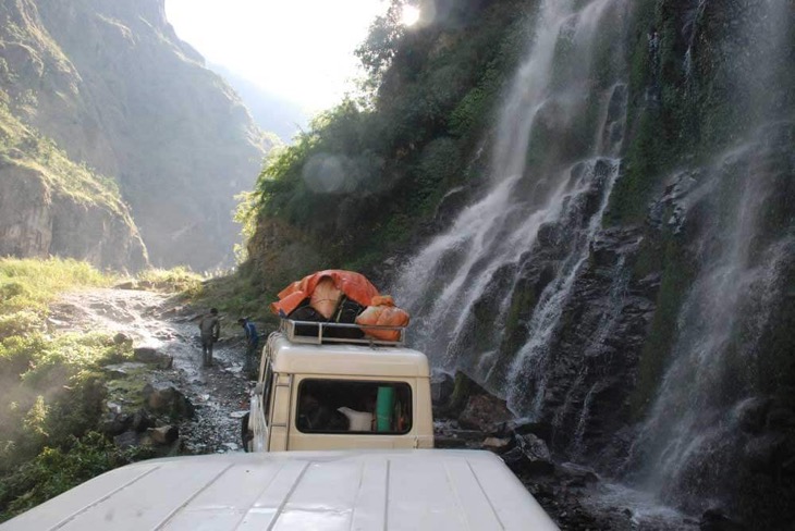 Manaslu Circuit Trek After Earthquake In Nepal Waterfall on the way from Dharapni to Lamjung
